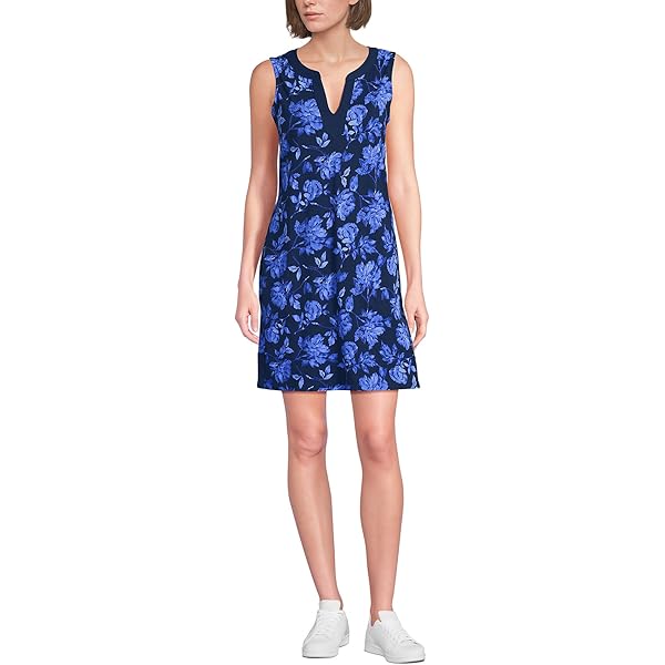 sachin and babi light blue dress Lands' End Women's Poplin Button Front Dress with Godets X-Small Forest  Moss Tropic Floral at Amazon Women's Clothing store