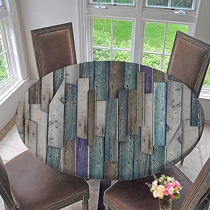 Amazon Com Mikihome Round Tablecloth Grey Grunge Rustic Planks
