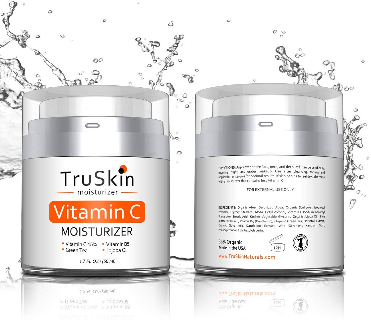 TruSkin Vitamin C Moisturizer Face, Neck & Décolleté Cream for All Skin Types with Vitamin B5 and Green Tea, 2 fl oz: Beauty