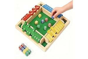 XiangAi Shut The Box Game, 2-4 Player Woodon Board Game, Table Math Board Games for Family, 8 Dices Tabletop Toys for School Supplies, Party Favors, Classroom, Gift for Ages 4+ to Learning Addition