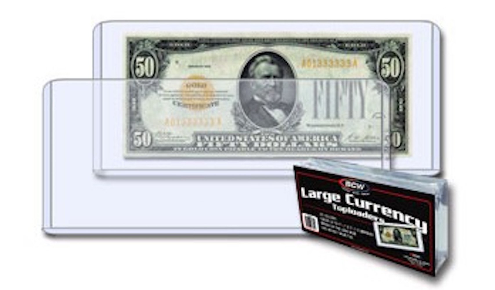 BCW Large Bill Currency Topload Holder - Pack of 25