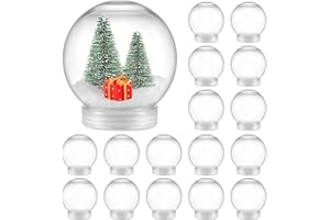 AWEYKA 16 Pieces 3.6 Inch/91mm Plastic Snow Globe Clear Water Globe Fillable Snow Globe Ornaments with Screw Off Cap and Inner Plug for DIY Crafts Christmas Home Decoration