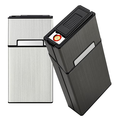 Cigarette Case with Lighter 100's King Size 20pcs Cigarettes 2 Pack  Rechargeable Flameless Windproof Electric Lighter Makeup Mirror in Dubai -  UAE
