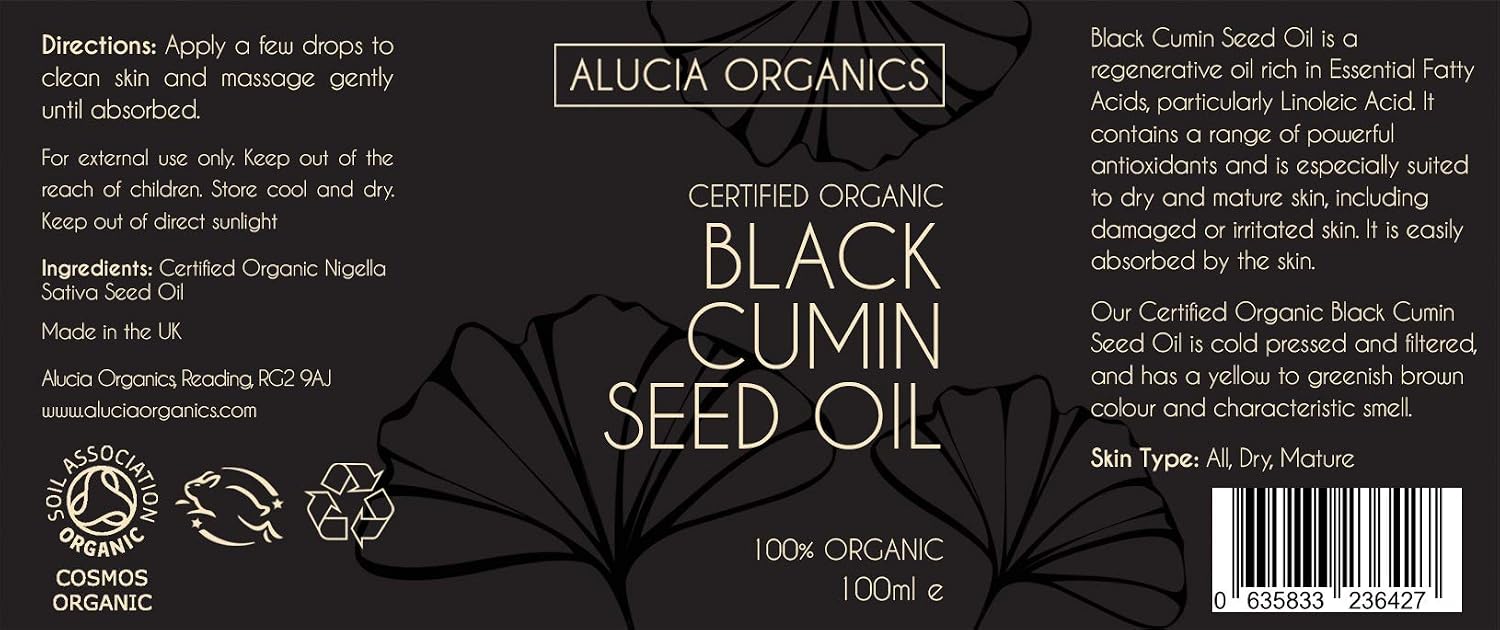 Alucia Organics Certified Organic Black Cumin Seed Oil 100ml, Pure, Natural, Cold Pressed, Certified Organic, Vegan - Image 3