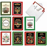 The Best Card Company 20 Assorted Kwanzaa Notecards Box Set 4 x 5.12 Inch with Envelopes (10 Designs, 2 Each) Seven Candles AM7733KWG-B2x10