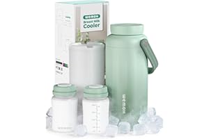 WEMOH Breast Milk Cooler Bottle-24H Double-Layer Cooling, TSA Approved, 2 Leakproof Bottles & Ice Packs, (Non-Toxic BPA) for Travel, Work, Night Pumping, Gift for New Moms (Green)
