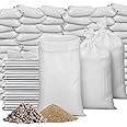 Wowangce 300 Pcs White Sand Bags with Ties 16 x 26 Inch Empty Sandbags Heavy Duty Sand Bags Woven Polypropylene Sand Bags Bulk for Outdoor Flood Protection Emergency Hurricane Flooding Season Supplies