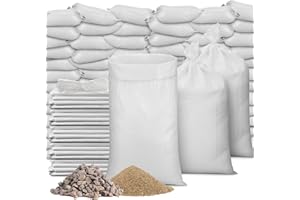 Wowangce 300 Pcs White Sand Bags with Ties 16 x 26 Inch Empty Sandbags Heavy Duty Sand Bags Woven Polypropylene Sand Bags Bulk for Outdoor Flood Protection Emergency Hurricane Flooding Season Supplies