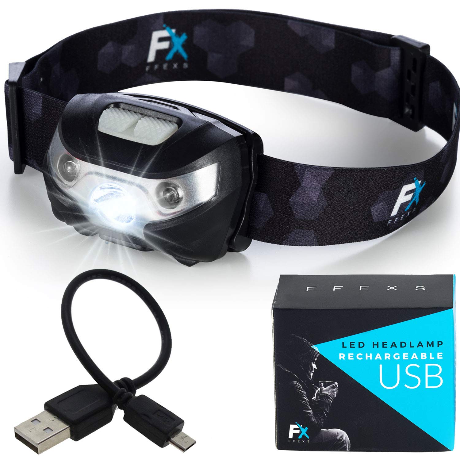 Head Torch LED Headlight Super Bright Premium USB Rechargeable Headlamp