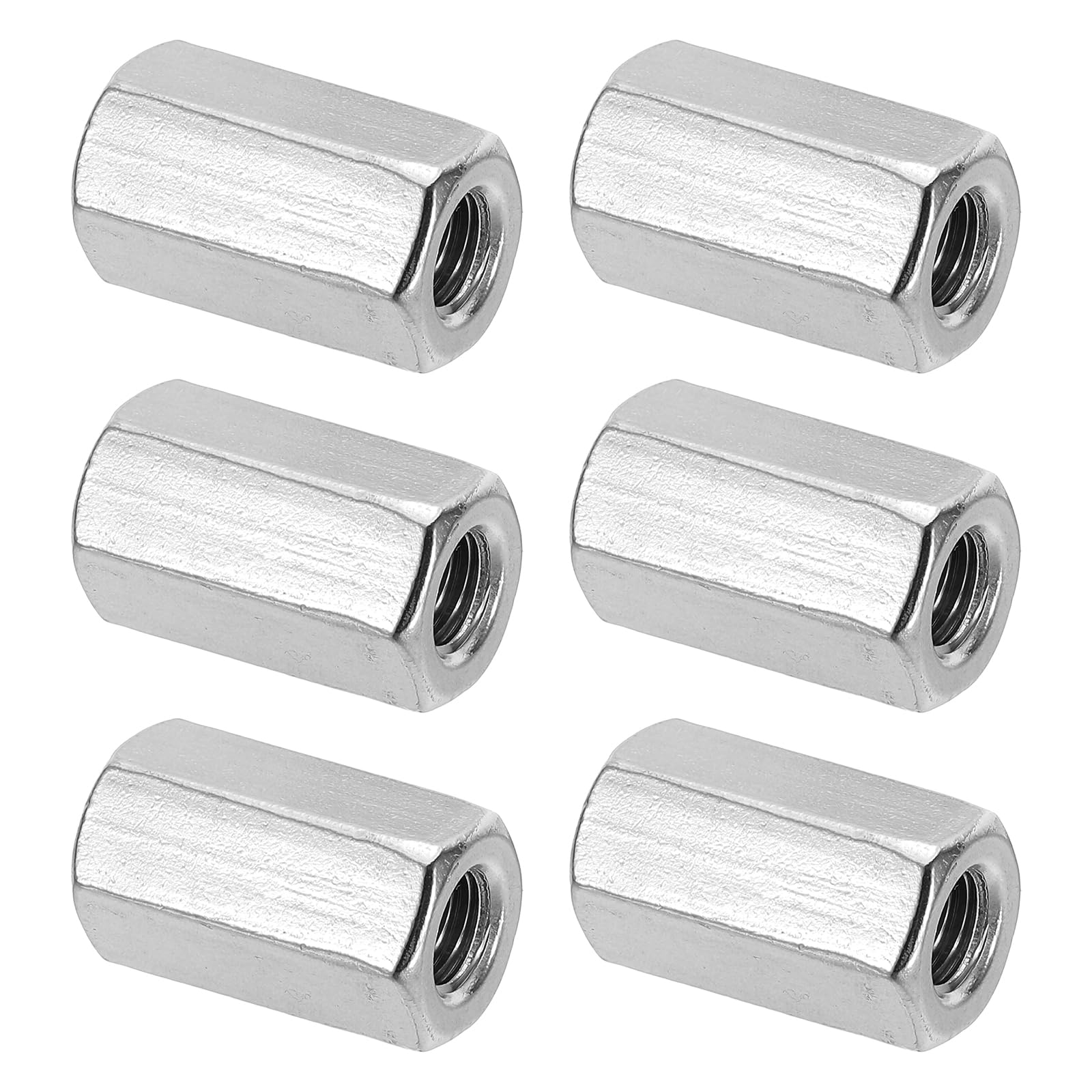 PATIKIL M10x1.5mm Stainless Steel Hex Coupling Nuts, 6pcs 30mm(1.18") Long Coarse Fully Threaded Rod Coupling Nut Studding Connector Fasteners