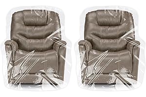 TRINKA 2 PCS Plastic Furniture Covers for Storage, 4 MIL Thick Heavy Duty Dust-Proof Moving Bags, 65 x 43 x 35 Inches Extra Large Waterproof & Clear Chair Cover Protectors for Armchairs and Recliners