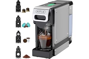 KOTLIE Single Service Coffee Maker for K*cup/Dol*e Gu*to/Ne*presso Original and Ground Coffe,34 oz,7 Water Levels,Compact Cof