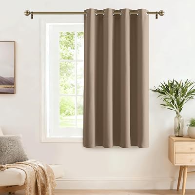 PONY DANCE Blackout Curtain Panel Taupe Brown 132x137 cm Eylet Window