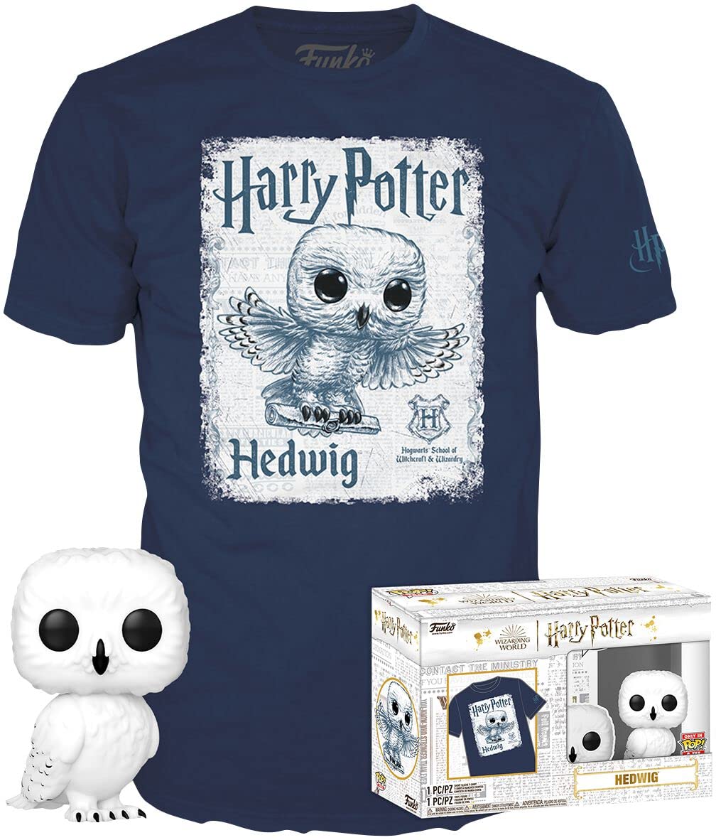 Funko Pop! & Tee: Harry Potter - Hedwig - Large - (L) - T-Shirt - Clothes With Collectable Vinyl Figure - Gift Idea - Toys and Short Sleeve Top for Adults Unisex Men and Women - Official Merchandise