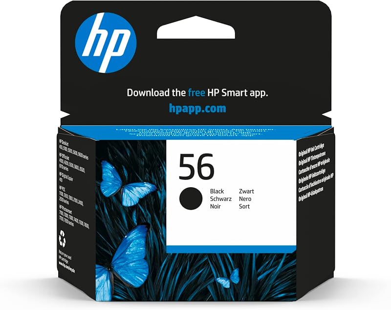 HP C6656AE 56 Original Black Ink Cartridge, Single Pack, 520 Pages