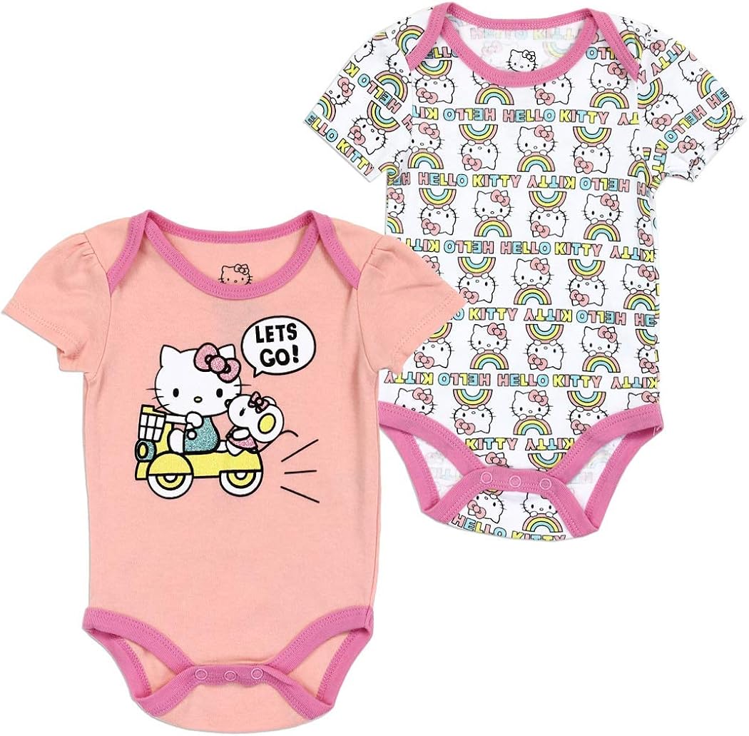 Hello Kitty Baby Girls Newborn Infant 2 Pack Bodysuit