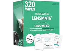 Lensmate 320 Count Lens Wipes for Eyeglasses, Pre-Moistened & Individually Wrapped Eyeglass Wipes, Lens Cleaning Wipes for Eyeglasses, Sunglasses, Goggles and Camera Lens