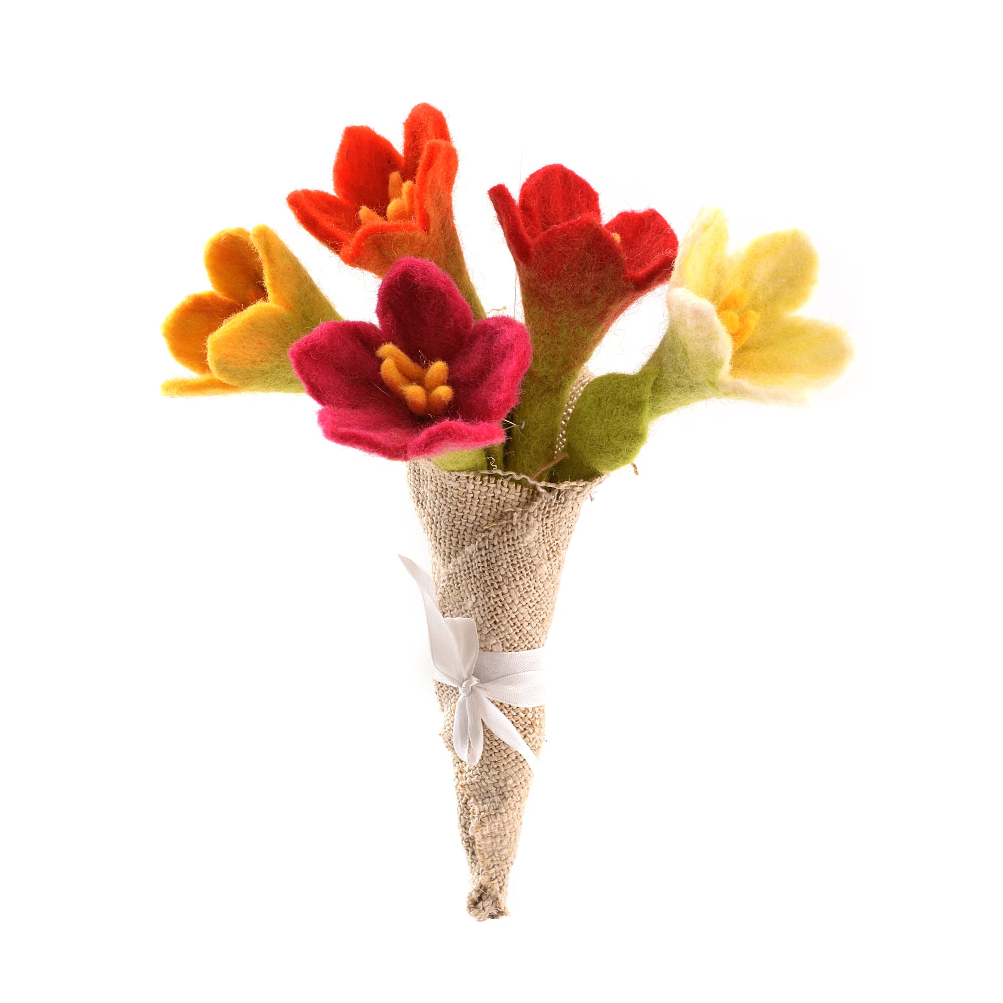 Glaciart One Felt Lily Flowers Artificial Bouquet - 5 pcs|Reusable, Washable and Essential Oil Ready Multi Color Artificial Flowers w/Bendable Wire Stem |Great as Gift and Home or Event Decorations