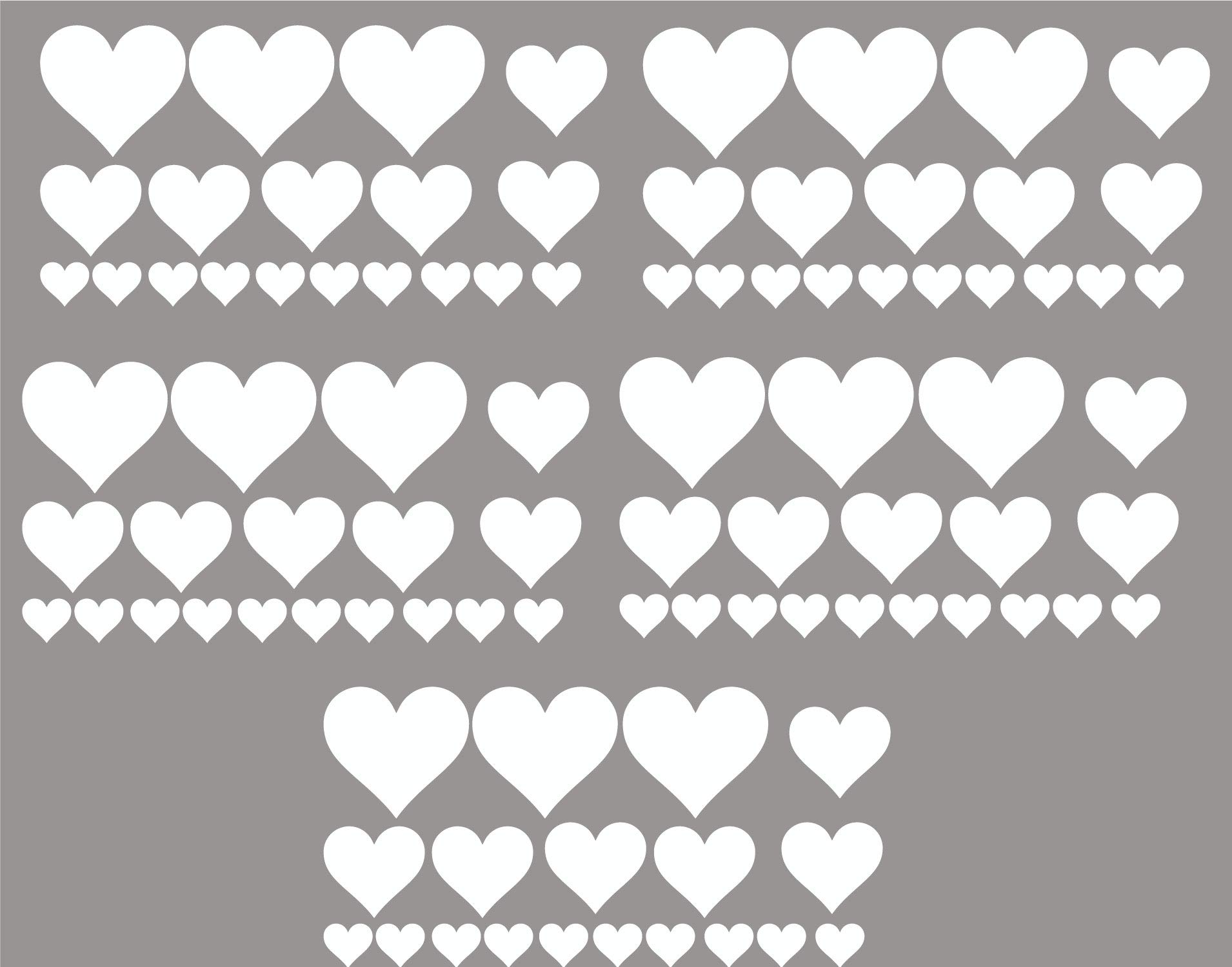 60 Second Makeover Limited Big Pack of 95 Vinyl Hearts Stickers Car Bike Scooter Helmet Decal Graphic Laptop Decorative Window