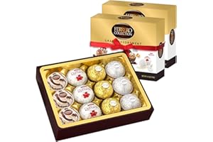 KANDY KORNER Ferrero Rocher Grand Assortment Chocolate Valentine’s Day - Gourmet Assorted Hazelnut Milk Chocolate, Dark Chocolate, Cappucino Manderly and Coconut Chocolates Gift Box - 2 Pack, 12 Pralines Fine Assorted Confections each for a total of 24
