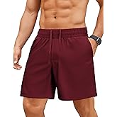 PINSPARK Men's Gym Workout Shorts - 7" Quick Dry Running Athletic Shorts with Towel Loop and Zipper Pockets