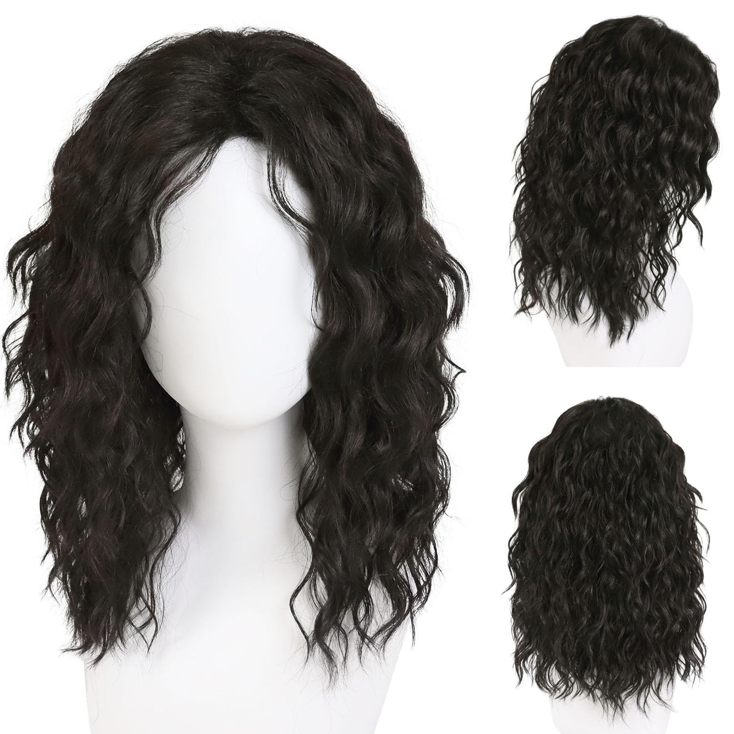 Photo 1 of GNIMEGIL 20inch Shoulder Length Mens Wigs Dark Brown Wig 70s 80s Cosplay Halloween Costume for Men Music Festivals Synthetic Hair