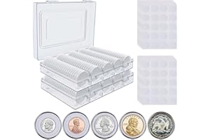 ENOYOO 240 Pcs 30mm Coin Capsules Holder with Foam Gasket and Plastic Storage Organizer Box, 5 Sizes (17/20/25/27/30mm) Coins Collector Case Protector for Coin Collection Supplies