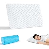 Ultra Thin Pillow 2.75" cooling Memory Foam Pillows for Stomach Sleeping, Gel Infused Slim Pillows for Side Back Stomach Sleepers, Travel Pillow, Bed Pillow Neck support, Washable Cover Standard Size