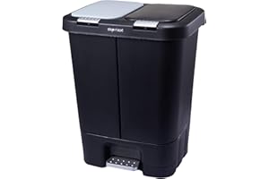 The Step N' Sort 40L Dual Trash and Recycling Bin with Spring Top Opening and Hands-Free Slow Close lid Black SNS402-B