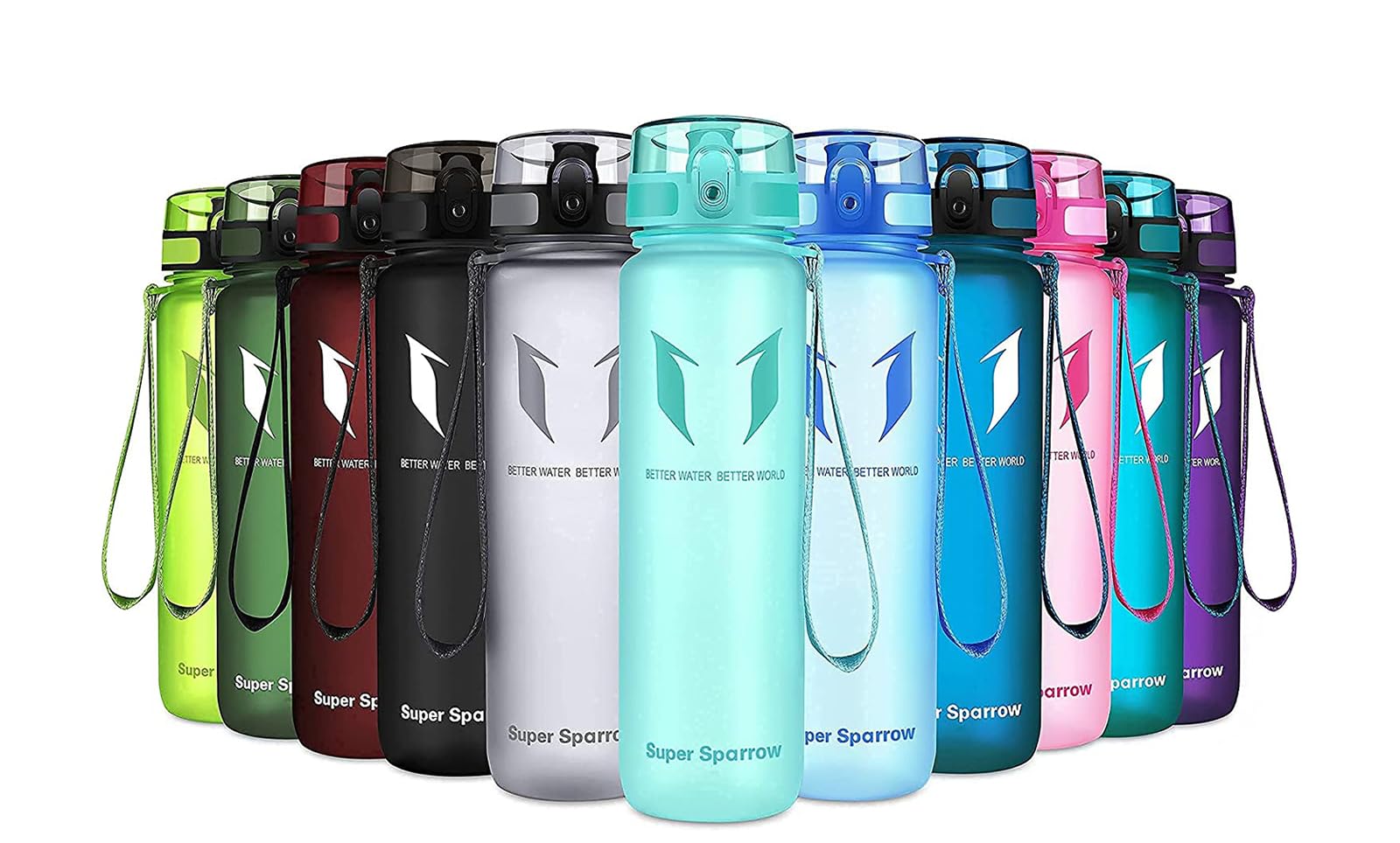 Super Sparrow Sports Water Bottle - 750ml - Non-Toxic BPA Free & Eco-Friendly Tritan Co-Polyester Plastic - For Running, Gym, Yoga, Outdoors and Camping