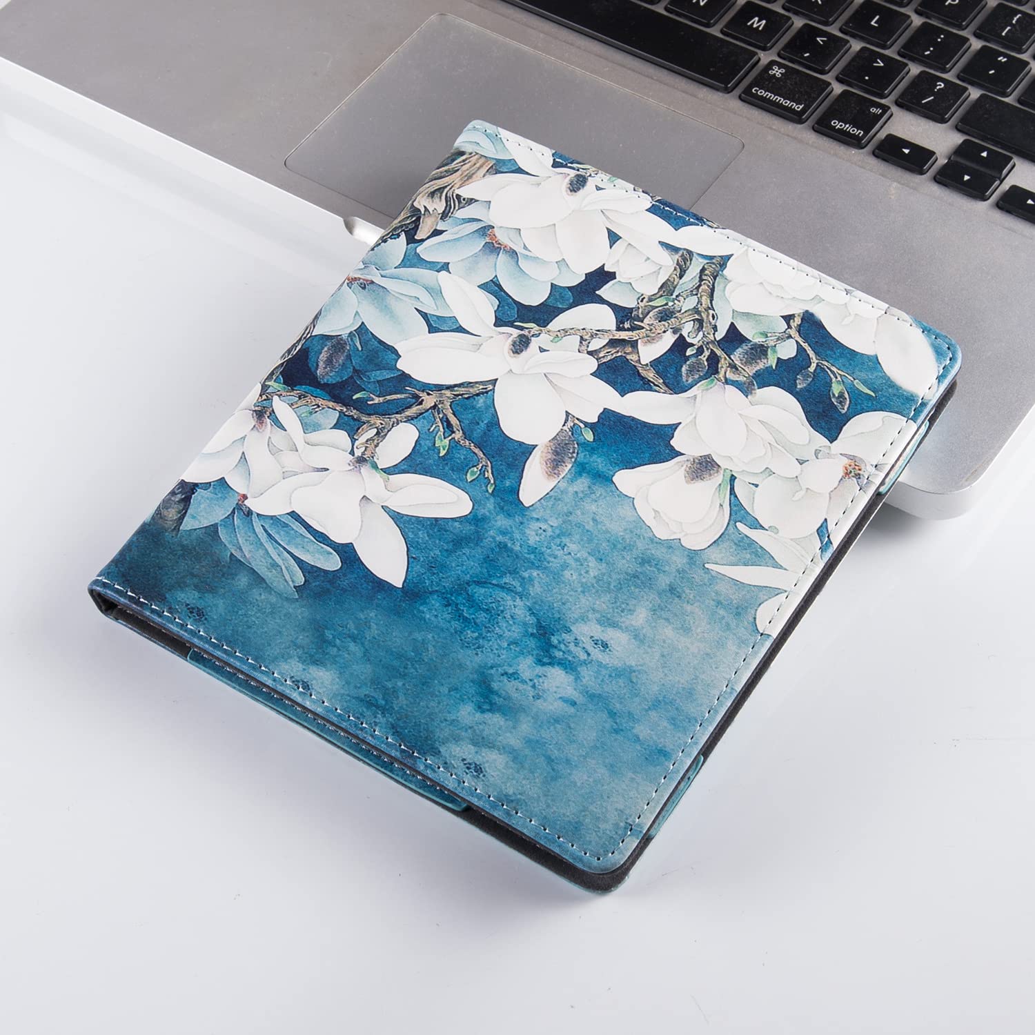 BOZHUORUI Stand Case for Kindle Oasis (9th Generation 2017 Release and 10th Generation 2019 Release) - PU Leather Folio Sleeve Cover with Hand Strap and Auto Sleep/Wake (Magnolia)