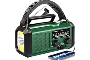 JUVIHUXY Emergency Weather Radio 20000mAh NOAA/AM/FM with 74000mWh USB/Solar/Hand Crank Charging, Battery Operated, SOS Alarm & Flashlight for Indoor/Outdoor Emergencies (Green)
