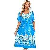 udforsk House Dresses for Women with Pockets Moo Moo Nightgown Short Sleeve Mumu Dress Lounge Dress S-5XL