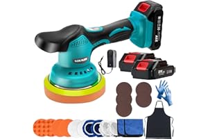 OFEACE Cordless Car Buffer Polisher Kit with 21V 2x2000mAh Batteries, 6 Inch Car Polisher with 8 Variable Speed 2800-5500RPM & 21 PCS Attachments, Buffer Polisher for Car Detailing, Sanding, Scratch Removing