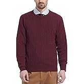 Kallspin Men's Cable Knit Crewneck Sweater Pullovers Wool Blend Relax Fit Knitwear