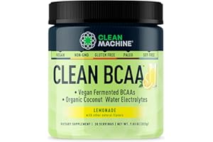 CLEAN MACHINE Clean BCAA - 2:1:1 Food Sourced BCAAs Powder & Coconut Water Electrolytes Recovery & Amino Energy Supplement - Award Winning Vegan Amino Acid Supplement - 30 Servings - Lemonade