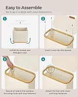 SONGMICS 65L Slim Laundry Basket with Lid Cream White LCB506W01 view 8