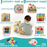 HELLOWOOD 8 in 1 Wooden Activity Cube Montessori Educational Toy Set view 2