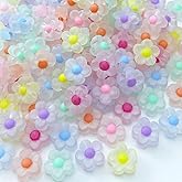 150Pcs Acrylic Flower Beads Candy Color Transparent Plastic Pastel Spacer Beads with Hole for DIY Crafts Wind Chimes Suncatcher Necklaces Bracelets Earrings Jewelry Making(Frosted Mixed Color)