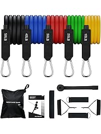 Mpow 150 lbs Resistance Bands Set, 2018 Updated Gym Resistance Bands Handles & Door Anchor, 5 Anti Snap Resistance Bands Men/Women Strengthening Muscle, Keeping Healthy at Home/Gym
