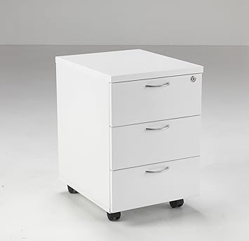 600x500x400mm Mobile 3 Drawer Pedestal Unit In White Amazon