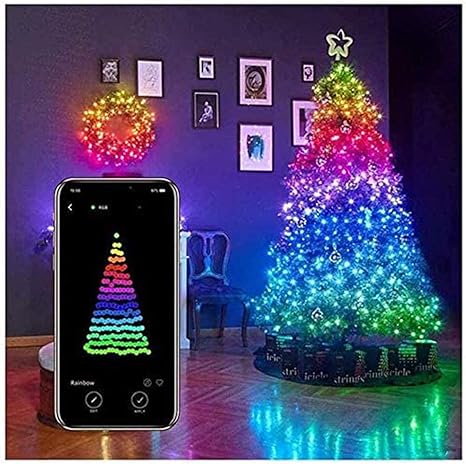 Amazon Co Jp クリスマスツリーのデコレーションライト スマートアプリの制御されたクリスマスイルミネーション クリスマスツリーの庭の装飾のための カスタムledストリングライト m 0lights ホーム キッチン