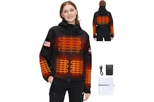 HEATIX Heated Jacket for women with 12V Battery Pack - 5 Heat Zones Soft shell Electric Heated Coat for Outdoor Hiking & Recreation