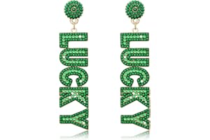 NVENF St. Patrick's Day Earrings Shamrock Earrings for Women, Sparkling Rhinestone Lucky Irish Earrings, Green Beaded Dangle Earrings St. Patrick's Day Accessories Gifts