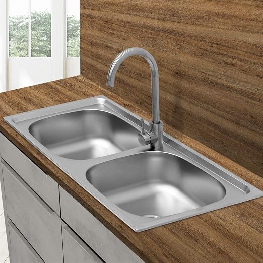 Bathenum Edelstahl-Spüle 61x45,7 Cm – 304 Edelstahl, Drop-In Einbau | Mit Ablaufgarnitur