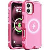 Follaroma for iPhone 16 Plus Case, Compatible with MagSafe, Heavy Duty Shockproof Protective Phone Case, Anti-Drop Protection, Dual Layer Magnetic Phone Cover for iPhone 16 Plus, 6.7", Pink