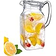 Amazing Abby - Quadly - Plastic Pitcher (64 oz, 2 Quart), Clear Water Pitcher with Lid, Fridge Jug, BPA-Free, Shatter-Proof, Great for Iced Tea, Sangria, Lemonade, Juice, Milk, and More