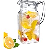 Amazing Abby - Quadly - Plastic Pitcher (64 oz, 2 Quart), Clear Water Pitcher with Lid, Fridge Jug, BPA-Free, Shatter-Proof, Great for Iced Tea, Sangria, Lemonade, Juice, Milk, and More