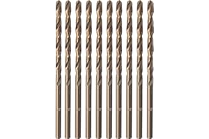 ZNXIMER Cobalt Drill Bit 1/8" Twist Drill Bits, M35 High Speed Steel Jobber Length Drill Bit, 135 Degree Tip for Hard Metal, Stainless Steel, Cast Iron with Index Storage Case, Pack of 10 pcs