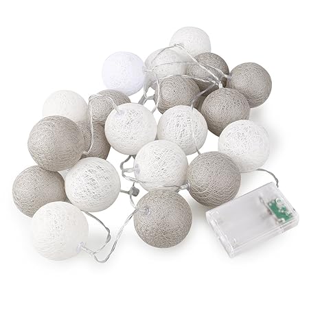 ROSENICE Wattebausch leuchtet 20 LED Lichterkette für die Dekoration (graue seriell)